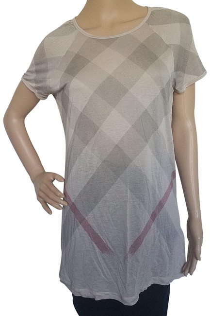 Burberry Beige Grey Red Nova Check Print Sleeveless Blouse14 L