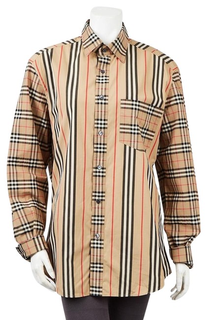 Burberry Beige Multicolor Guan Vintage Check Plaid Print Blouse8 M