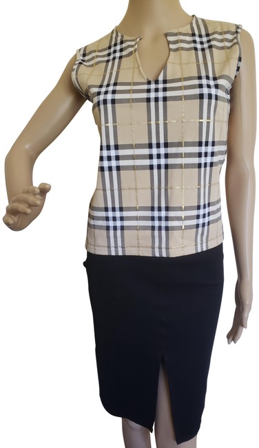 Burberry Beige Multicolor London Nova Check Sleeveless Tank TopCami12 L