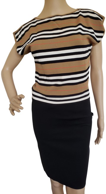 Burberry Beige Multicolor London Striped Short Sleeve Blouse2 XS