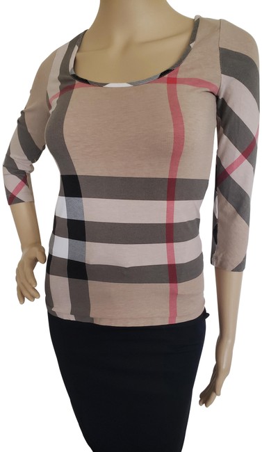 Burberry Beige Multicolor Nova Check Printed Long Sleeve Tee Shirt2 XS
