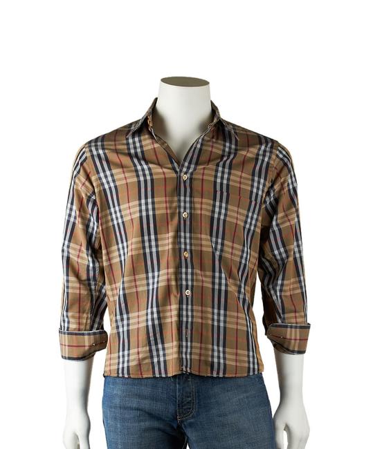 Burberry Beige Nova Check Cotton Blend Shirt 34562 Button down Top6 S