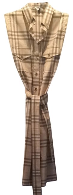 Burberry Beige Plaid with Pale Pink Short Casual Dress4 S