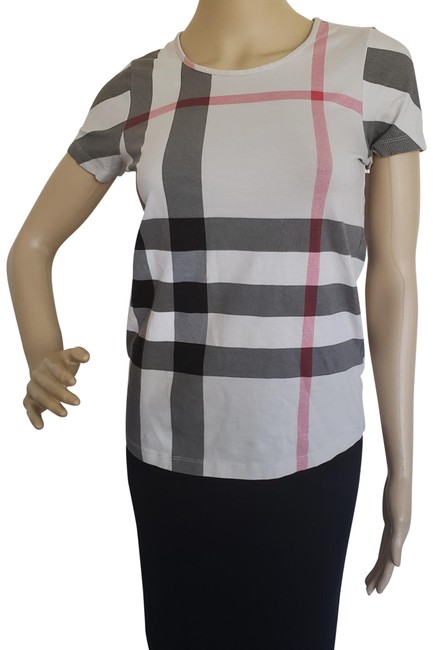 Burberry Beige Jersey Tan Nova Check Sleeve Tee Shirt4 S