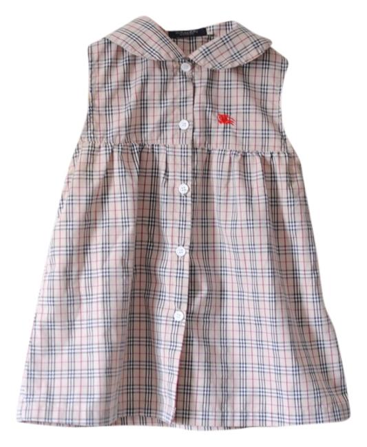 Burberry Beige Girl Tartan Girls Peter Pan Collar Button down Top00 XXS