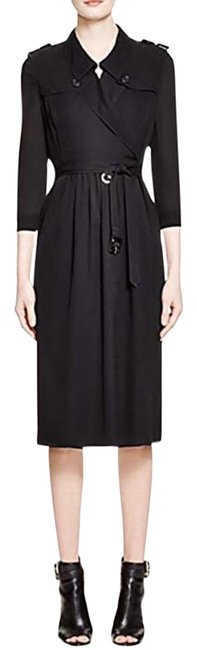 Burberry Black Agatha Silk Trench Mid length Short Casual Dress4 S