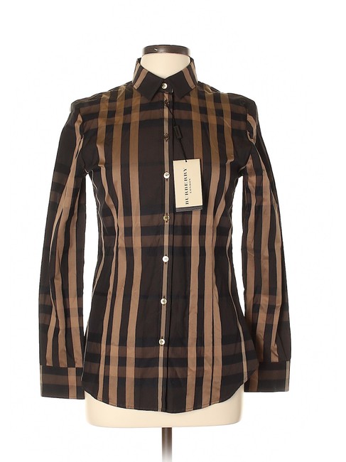 Burberry Tan and Brown Novacheck Shirt Button down Top8 M