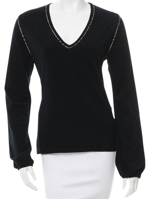Burberry Black and House Check V neck Long Sleeve Blouse12 L