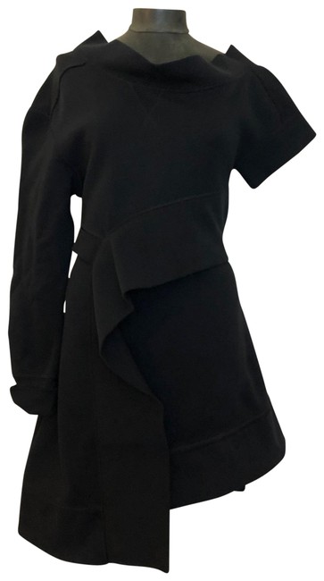 Burberry Black Asymmetrical Ruffle Front Sweatshirt Cocktail Dress10 M