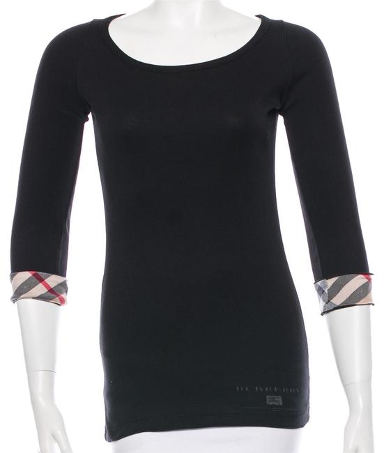 Burberry Black Beige XS Brit Long Nova Check Plaid Sleeve Blouse2 XS