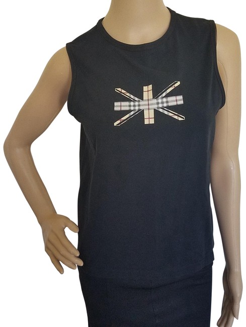 Burberry Black Beige Nova Check Print Sleeveless Blouse12 L