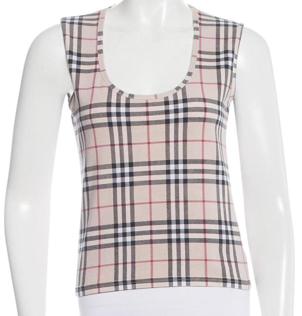 Burberry Black Beige Nova Check Print Sleeveless M Medium Tee Shirt8 M
