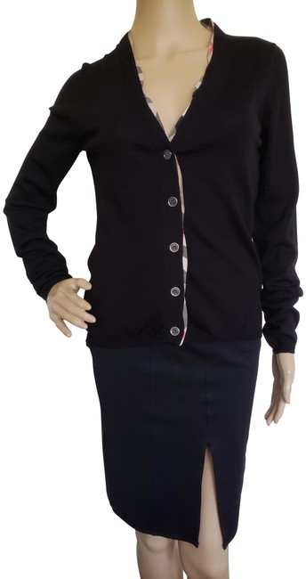Burberry Black Brit Nova Check Trim Lightweight Cardigan8 M