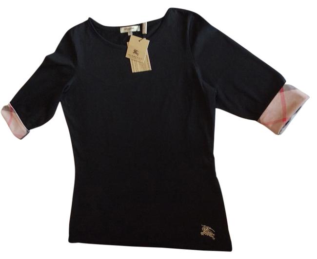 Burberry Black Check Cuff Tee Blouse10 M