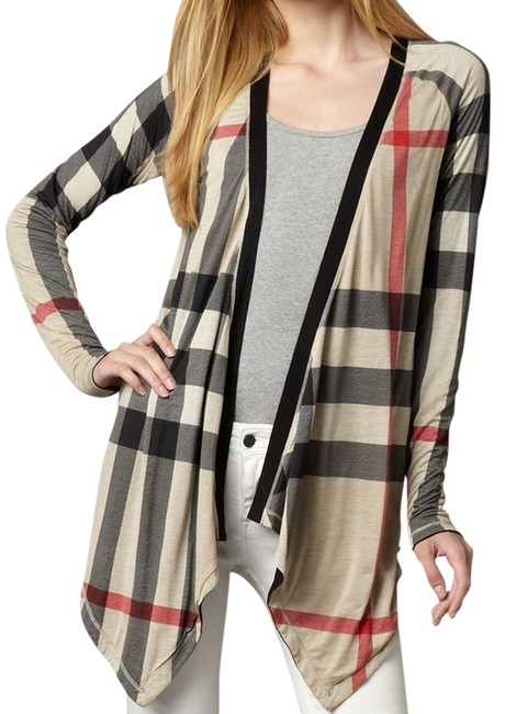 Burberry Black Check Reversible Duster Cardigan16 XL, Plus 0x