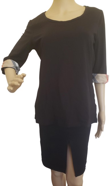 Burberry Black Check Trim London Longsleeve Shirt Blouse12 L