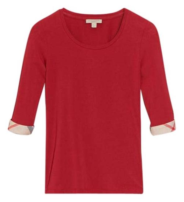 Burberry Black Cotton NovaCheck cuff 34 Sleeves Tee Shirt12 L