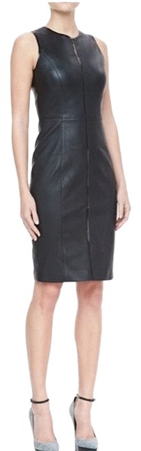 Burberry Black Leather Knee Length WorkOffice Dress12 L
