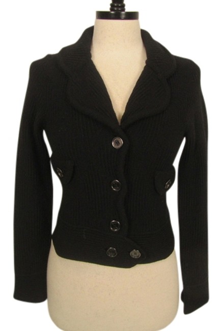 Burberry London Knit Button Up Short Cardigan Black Sweater