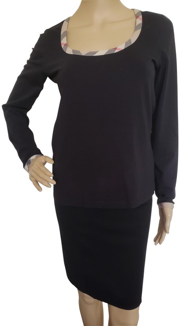 Burberry Black London Nova Check Trim Long Sleeve Blouse4 S