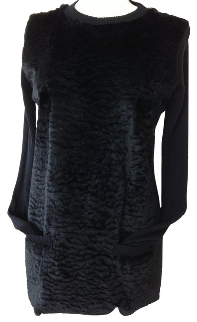 Burberry L London Rabbit Fur Front Tunic DressBlack Sweater