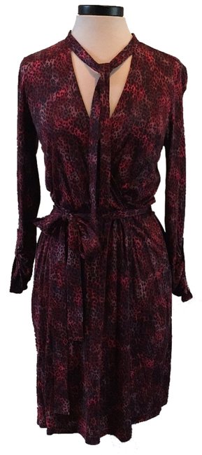 Burberry Black Multi Dhalia Knee Length Short Casual Dress8 M