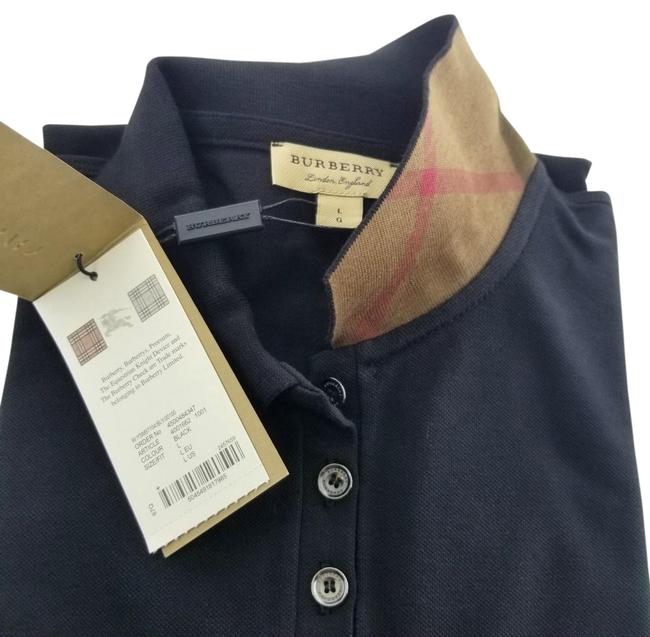 Burberry Black Pique Check Collar Tee Shirt12 L