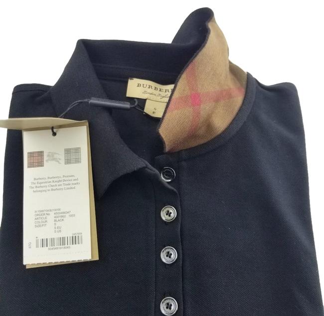 Burberry Black Pique Check Collar Tee Shirt6 S