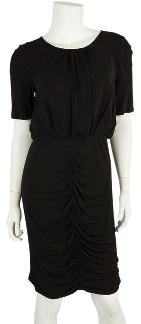Burberry Black Short Sleeve Ruched Above Knee Cocktail Dress8 M