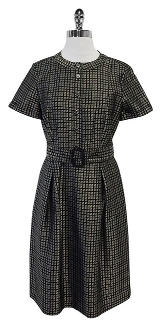 Burberry Black SilverGold Square Print Above Knee Formal Dress8 M