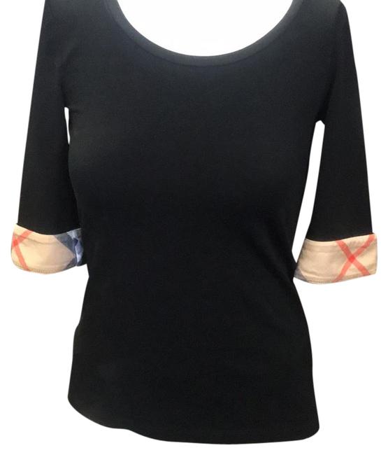 Burberry Black T with House Check Trim Tee Shirt0 XS