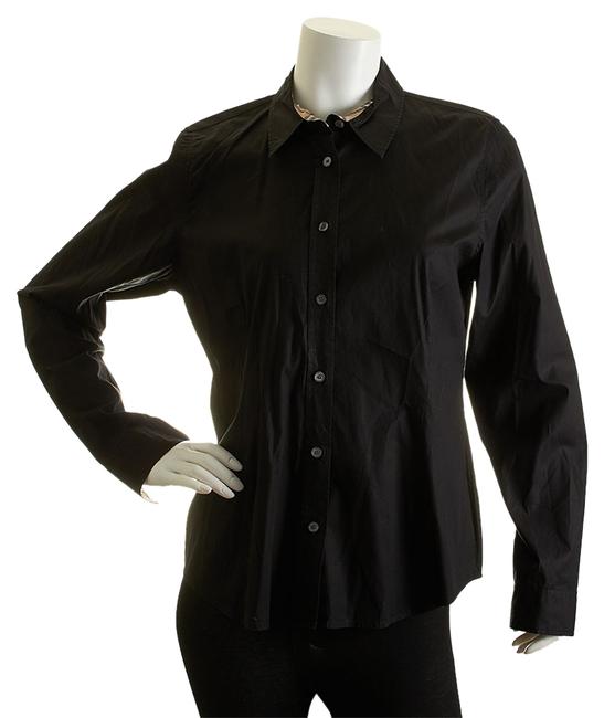 Burberry Black XL Womens Cotton Shirt 28393 Button down Top18 XL, Plus 0x