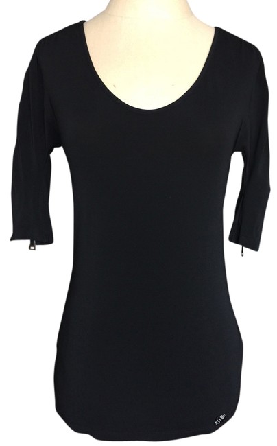 Burberry Zip sleeve Scoop Neck Black Sweater