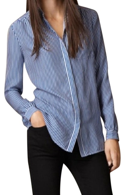 Burberry Blue and White New with Tags Silk Blouse12 L