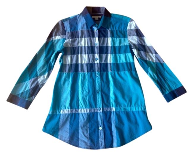 Burberry Blue Check Print Shirt In Button down Top2 XS
