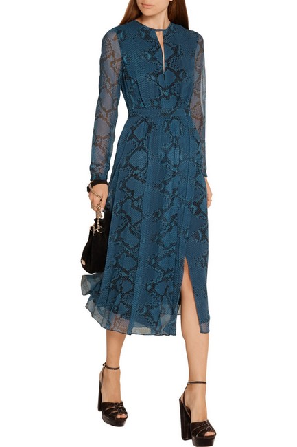 Burberry Blue Jennifer Silk Snake Print Mid length WorkOffice Dress6 S