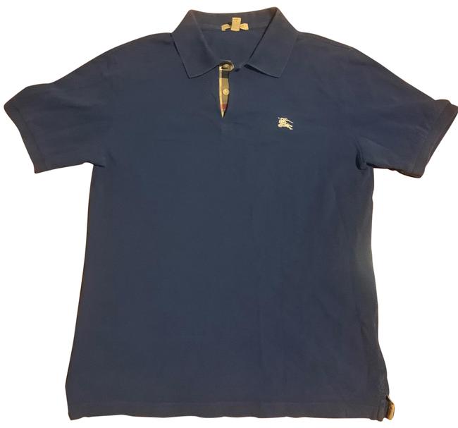 Burberry Blue Mens Sleeve Nova Check Placket Polo Tee Shirt8 M