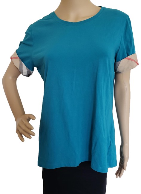 Burberry Blue XL Nova Check Plaid Sleeve Tee Shirt14 L