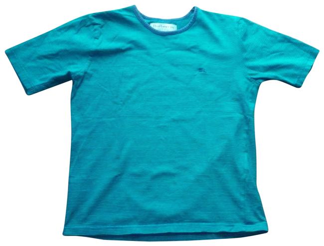 Burberry Blue Vtg Navy Green Stripe Sleeve Tee Shirt8 M