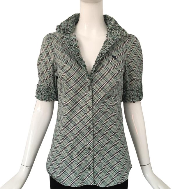 Burberry Blue White Black Plaid Blouse4 S