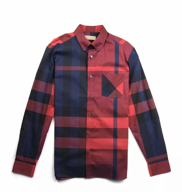Burberry Bright Red Mens Long Sleeve Shirt Button down Top22 Plus 2x