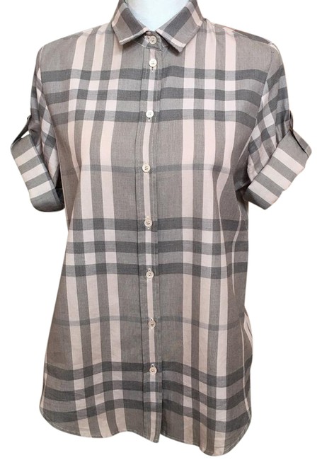 Burberry Brit Ladies Plaid Nwot Blouse8 M