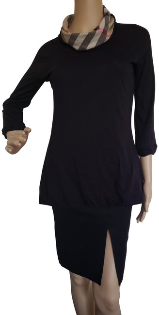 Burberry Brit Super Nova Check Longsleeve Turtleneck Black Sweater