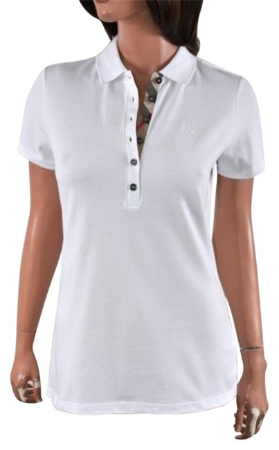 Burberry Brit Womens White Nova Check Golf Polo Pique Shirt