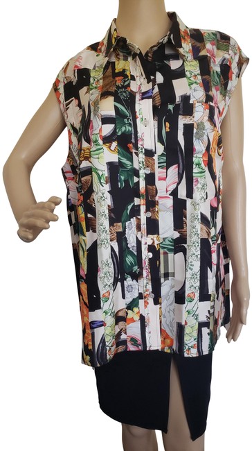 Burberry Brown London Silk Button up Floral Print Blouse8 M
