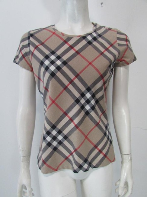 Burberry Brown Nova Check Knit Tee Shirt8 M