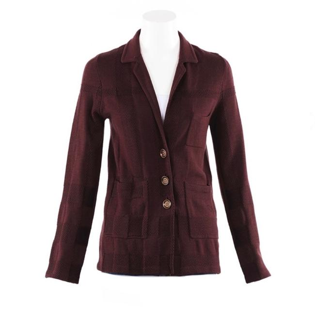 Burberry Burgundy Checked Cardigan6 S