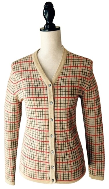 Burberry Camel Plaid Check Sweater Cardigan6 S