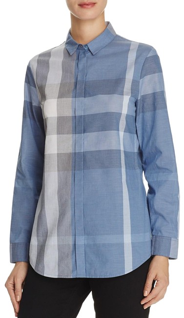 Burberry Canvas Blue Cotton Check Shirt Button down Top10 M