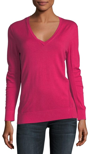 Burberry Cashmere V Neck Bright Pink Sweater